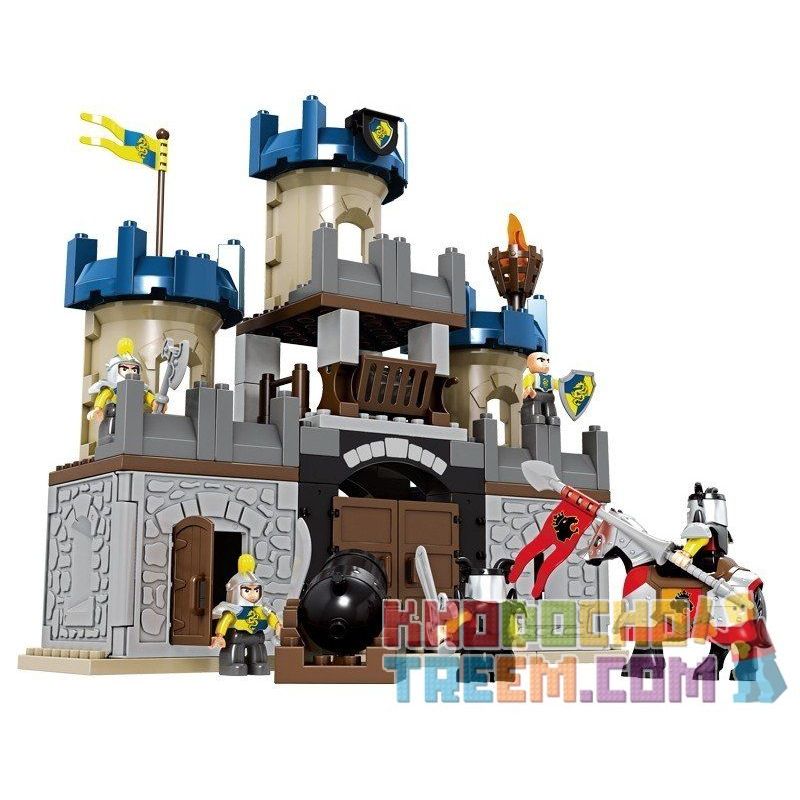 HYSTOYS HONGYUANSHENG AOLEDUOTOYS HG-1312 1312 HG1312 Xếp hình kiểu Lego Duplo DUPLO Castle Đánh Chiếm Lâu đài Trung Cổ 2 Tầng 82 khối