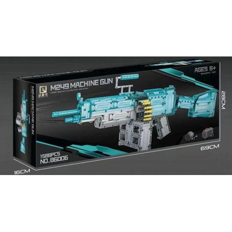 QIZHILE 86006 non  VŨ KHÍ TỰ ĐỘNG CHO LỚP M249 (SÚNG MÁY DỨA LỚN) bộ đồ chơi xếp lắp ráp ghép mô hình Gun M249 MACHINE GUN 1588 khối