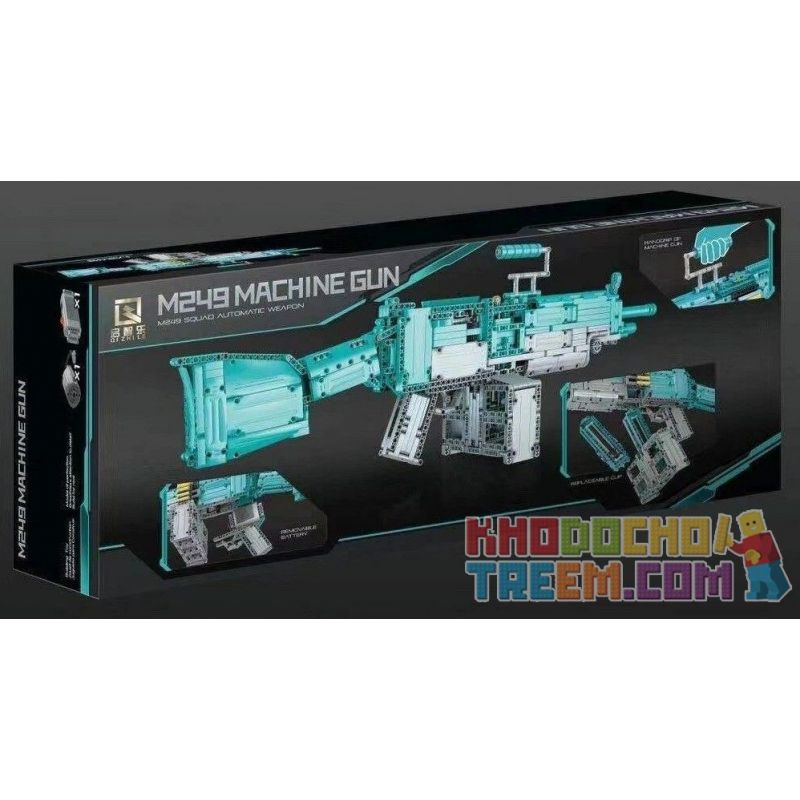 QIZHILE 86006 non  VŨ KHÍ TỰ ĐỘNG CHO LỚP M249 (SÚNG MÁY DỨA LỚN) bộ đồ chơi xếp lắp ráp ghép mô hình Gun M249 MACHINE GUN 1588 khối