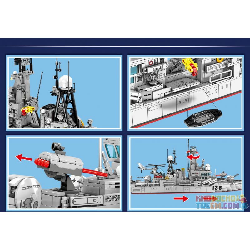 SEMBO 202060 TOP TOY 202060 non  956 KẺ HỦY DIỆT CẤP ĐỘ HIỆN ĐẠI bộ đồ chơi xếp lắp ráp ghép mô hình Military Army TYPE P.956 DESTROYER Quân Sự Bộ Đội 1716 khối