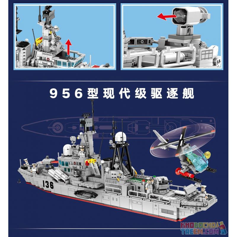 SEMBO 202060 TOP TOY 202060 non  956 KẺ HỦY DIỆT CẤP ĐỘ HIỆN ĐẠI bộ đồ chơi xếp lắp ráp ghép mô hình Military Army TYPE P.956 DESTROYER Quân Sự Bộ Đội 1716 khối