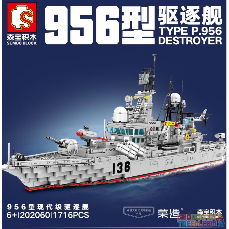 SEMBO 202060 TOP TOY 202060 non  956 KẺ HỦY DIỆT CẤP ĐỘ HIỆN ĐẠI bộ đồ chơi xếp lắp ráp ghép mô hình Military Army TYPE P.956 DESTROYER Quân Sự Bộ Đội 1716 khối