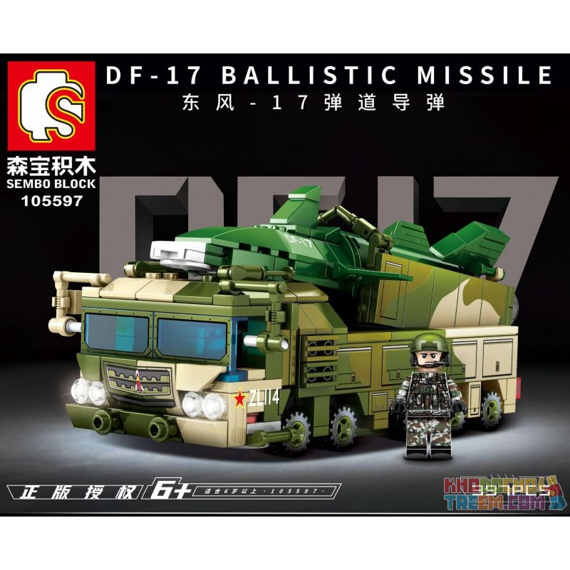 SEMBO 105597 non  XE TÊN LỬA DONGFENG -17 bộ đồ chơi xếp lắp ráp ghép mô hình Military Army DF-17 Quân Sự Bộ Đội 397 khối