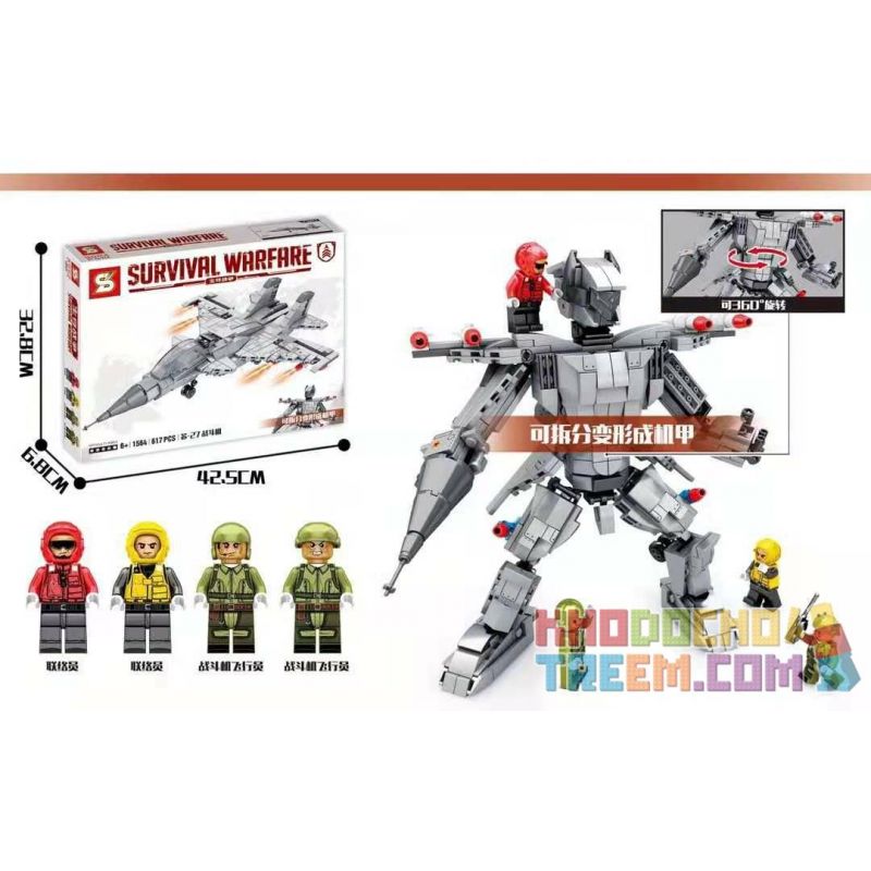 SEMBO 207054 SHENG YUAN SY 1564 non Lego SU -27 FIGHTER. bộ đồ chơi xếp lắp ráp ghép mô hình Military Army SURVIVAL WARFARE Quân Sự Bộ Đội 617 khối