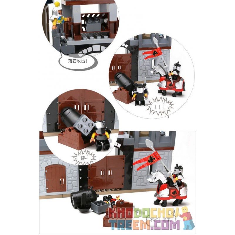 HYSTOYS HONGYUANSHENG AOLEDUOTOYS HG-1312 1312 HG1312 Xếp hình kiểu    Castle Đánh Chiếm Lâu đài Trung Cổ 2 Tầng 82 khối