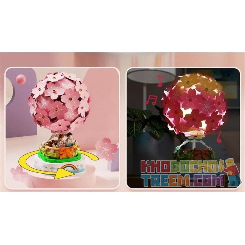 SEMBO 601150 non  SAKURA HOT BALLOON. bộ đồ chơi xếp lắp ráp ghép mô hình Creator Sáng Tạo 718 khối
