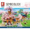 SEMBO 601149 non  CẢNH HOA ANH ĐÀO NHẬT BẢN bộ đồ chơi xếp lắp ráp ghép mô hình 1106 khối