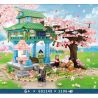 SEMBO 601149 non  CẢNH HOA ANH ĐÀO NHẬT BẢN bộ đồ chơi xếp lắp ráp ghép mô hình 1106 khối