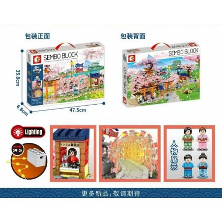 SEMBO 601148 non  CẢNH HOA ANH ĐÀO NHẬT BẢN bộ đồ chơi xếp lắp ráp ghép mô hình 916 khối