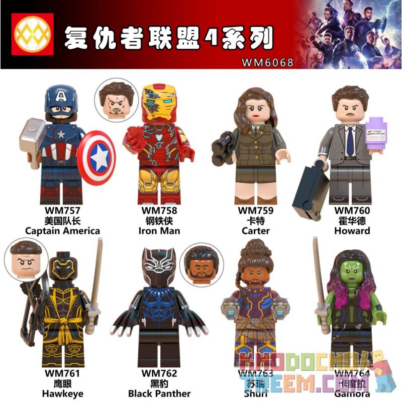 WM 6068 757 758 759 760 761 762 763 764 non Lego HÀNG TRĂM NGƯỜI 8 AVENGERS 4 SERIES bộ đồ chơi xếp lắp ráp ghép mô hình Super Heroes Siêu Nhân Anh Hùng