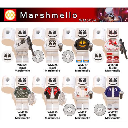 WM 6064 725 726 727 728 729 730 731 732 non  HÀNG TRĂM NGƯỜI 8 MARSHMALLOWS bộ đồ chơi xếp lắp ráp ghép mô hình Movie & Game MARSHMELLO Phim Và Trò Chơi