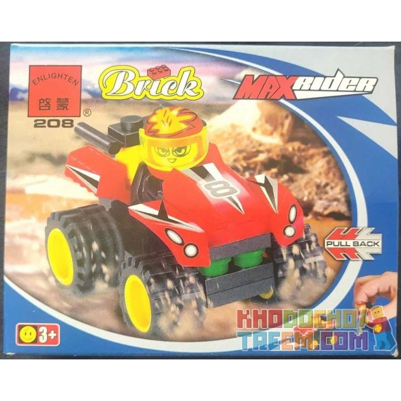 Enlighten 208 Qman 208 non Lego TRỞ LẠI XE bộ đồ chơi xếp lắp ráp ghép mô hình Racers MAX RIDER Đua Tốc Độ