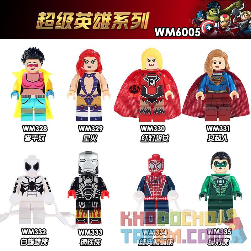 WM 6005 328 329 330 331 332 333 334 335 non Lego HÀNG TRĂM NGƯỜI 8 SÊ-RI SIÊU ANH HÙNG bộ đồ chơi xếp lắp ráp ghép mô hình Super Heroes Siêu Nhân Anh Hùng