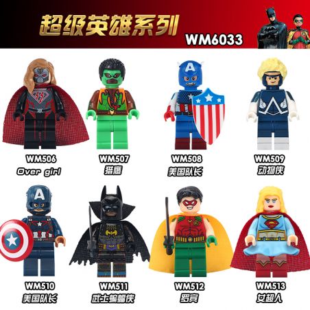 WM 6033 506 507 508 509 510 511 512 513 non  HÀNG TRĂM NGƯỜI 8 SÊ-RI SIÊU ANH HÙNG bộ đồ chơi xếp lắp ráp ghép mô hình Super Heroes Siêu Nhân Anh Hùng