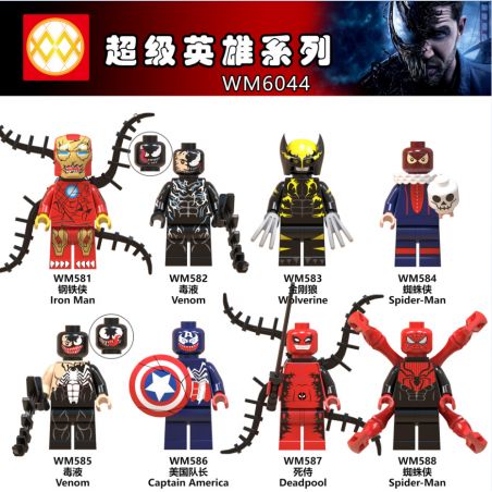 WM 6044 581 582 583 584 585 586 587 588 non  HÀNG TRĂM NGƯỜI 8 SÊ-RI SIÊU ANH HÙNG bộ đồ chơi xếp lắp ráp ghép mô hình Super Heroes Siêu Nhân Anh Hùng