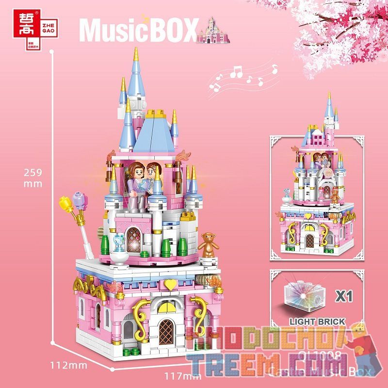 ZHEGAO QL1008 1008 non  CASTLE MUSIC BOX. bộ đồ chơi xếp lắp ráp ghép mô hình Girl Con Gái 715 khối
