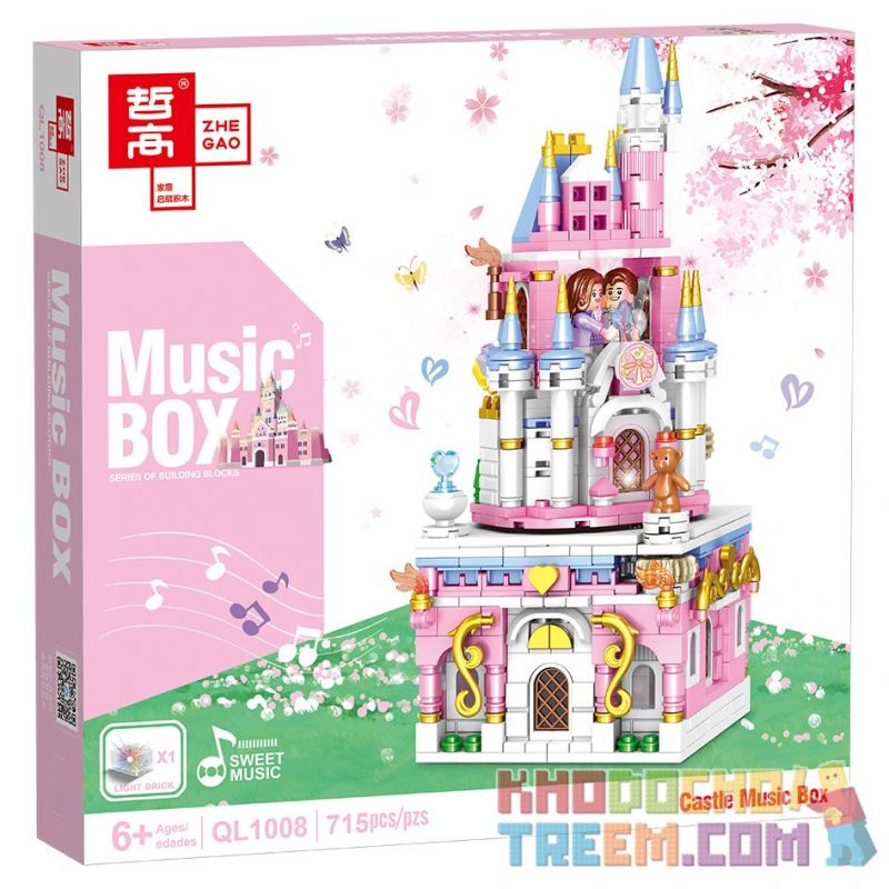ZHEGAO QL1008 1008 non  CASTLE MUSIC BOX. bộ đồ chơi xếp lắp ráp ghép mô hình Girl Con Gái 715 khối