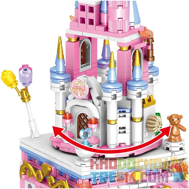 ZHEGAO QL1008 1008 non  CASTLE MUSIC BOX. bộ đồ chơi xếp lắp ráp ghép mô hình Girl Con Gái 715 khối