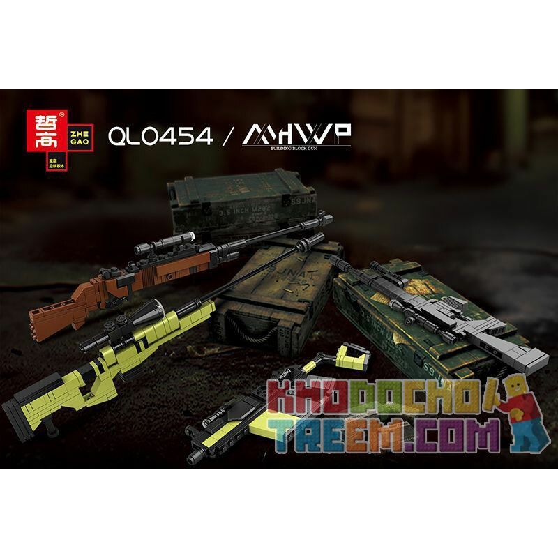 ZHEGAO QL0454-1 0454-1 QL0454-2 0454-2 QL0454-3 0454-3 QL0454-4 0454-4 non  SÚNG MINI 4 AWM M24 VECTOR MK12 bộ đồ chơi xếp lắp ráp ghép mô hình Gun MHWP 389 khối