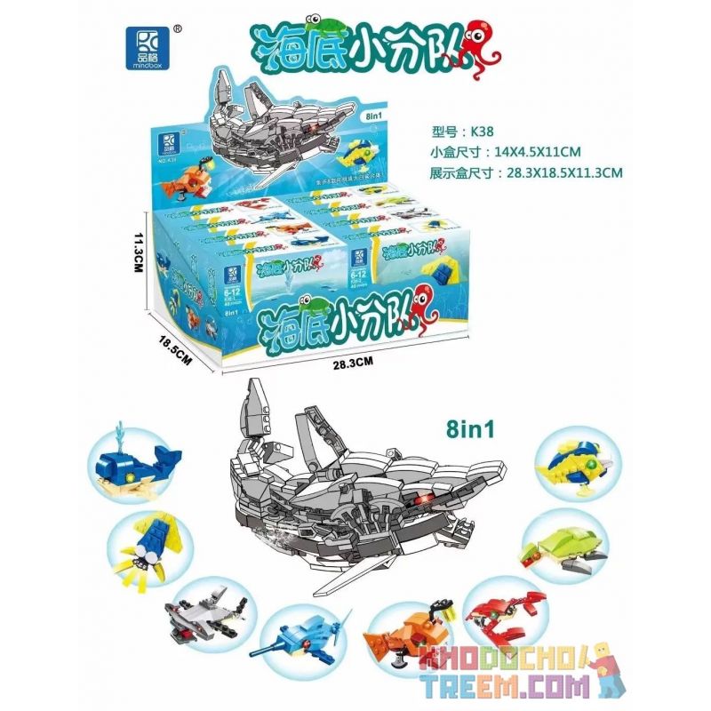 MINDBOX K38 non Lego KẾT HỢP CÁ MẬP TRẮNG LỚN 8 bộ đồ chơi xếp lắp ráp ghép mô hình