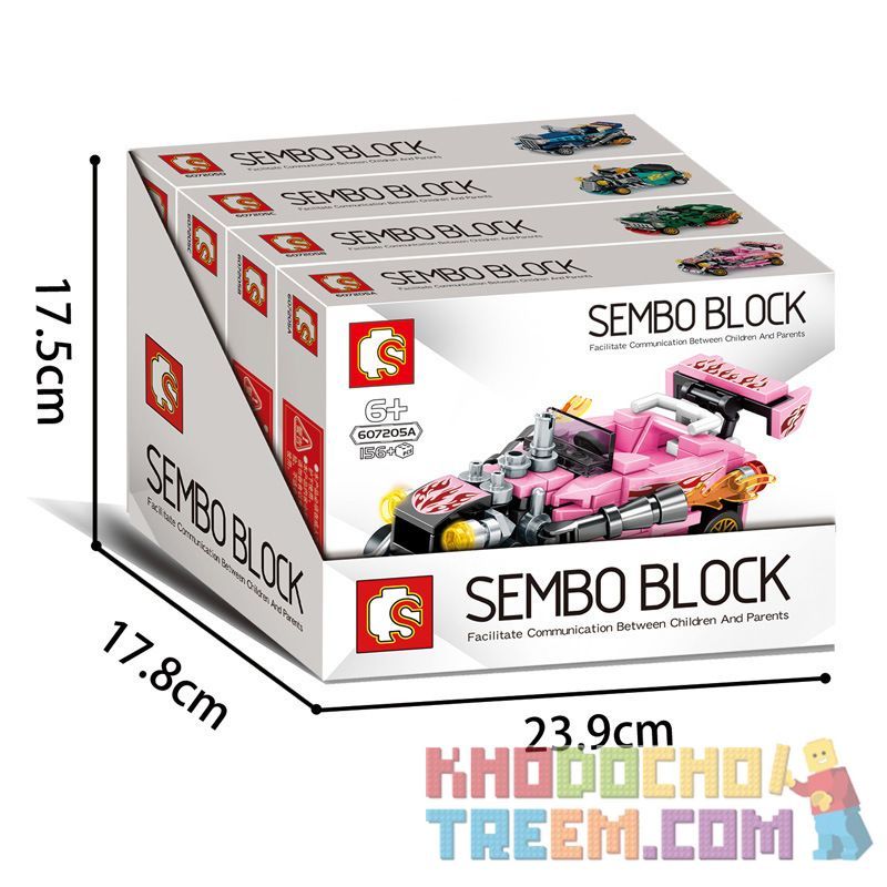 SEMBO 607205A 607205B 607205C 607205D non  SỬA ĐỔI XE BUÝT TRỞ LẠI bộ đồ chơi xếp lắp ráp ghép mô hình Racers Đua Tốc Độ 640 khối