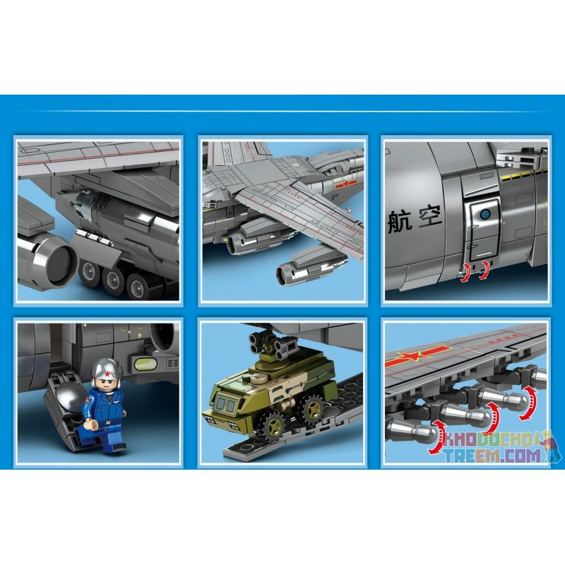 SEMBO 202130 non  TRUNG QUỐC YUN -20 VẬN CHUYỂN LỚN QUÂN SỰ bộ đồ chơi xếp lắp ráp ghép mô hình Military Army Y-20 CONVEYOR Quân Sự Bộ Đội 1254 khối