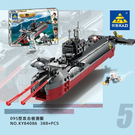 Kazi KY84086 84086 non  TÀU NGẦM HẠT NHÂN TẤN CÔNG TYPE 095 bộ đồ chơi xếp lắp ráp ghép mô hình Military Power Sức Mạnh Quân Sự 388 khối
