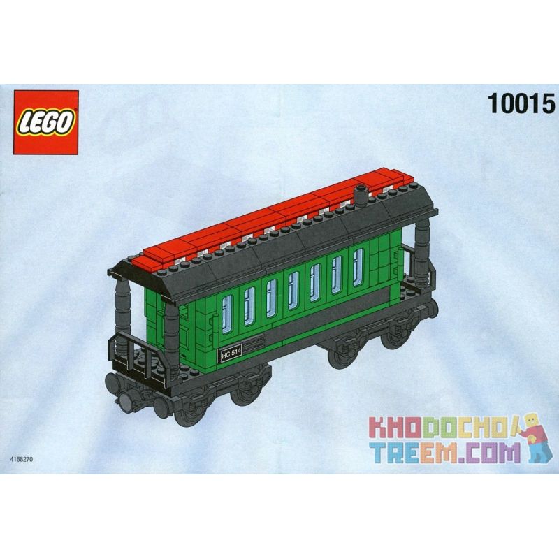 NOT Lego PASSENGER WAGON 4186876 Enlighten 632 Qman 632 xếp lắp ráp ghép mô hình TOA XE HÀNH KHÁCH MÀU XANH LÁ CÂY TÀU CHỞ Trains Tàu Hỏa 194 khối