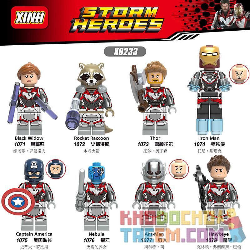 XINH X0233 0233 1071 1072 1073 1074 1075 1076 1077 1078 non Lego HÀNG TRĂM NGƯỜI 8 LIÊN MINH AVENGERS bộ đồ chơi xếp lắp ráp ghép mô hình The Avengers STORM HEROES