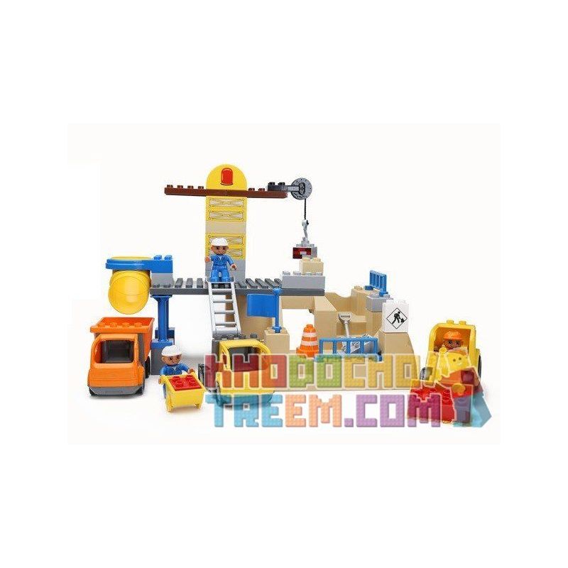 NOT LEGO Duplo 10518 My First Construction Site, Hystoys HongYuanSheng Aoleduotoys GM-5002 HG-1334 Xếp hình Công Trường Xây Dựng Lớn 59 khối NOT LEGO Duplo 10518 My First Construction Site, Hystoys HongYuanSheng Aoleduotoys GM-5002 HG-1334 Xếp hình Công Trường Xây Dựng Lớn 59 khối