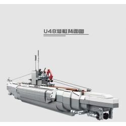 PANGU PG-15001 15001 PG15001 non  TÀU NGẦM U48 ĐỨC bộ đồ chơi xếp lắp ráp ghép mô hình Military Army SUBMARINE GERMANY 4B Quân Sự Bộ Đội 1035 khối