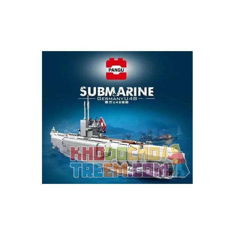 PANGU PG-15001 15001 PG15001 non  TÀU NGẦM U48 ĐỨC bộ đồ chơi xếp lắp ráp ghép mô hình Military Army SUBMARINE GERMANY 4B Quân Sự Bộ Đội 1035 khối