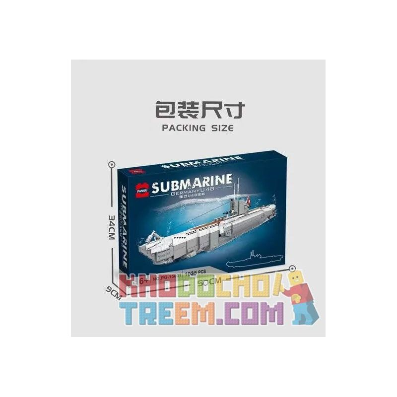PANGU PG-15001 15001 PG15001 non  TÀU NGẦM U48 ĐỨC bộ đồ chơi xếp lắp ráp ghép mô hình Military Army SUBMARINE GERMANY 4B Quân Sự Bộ Đội 1035 khối