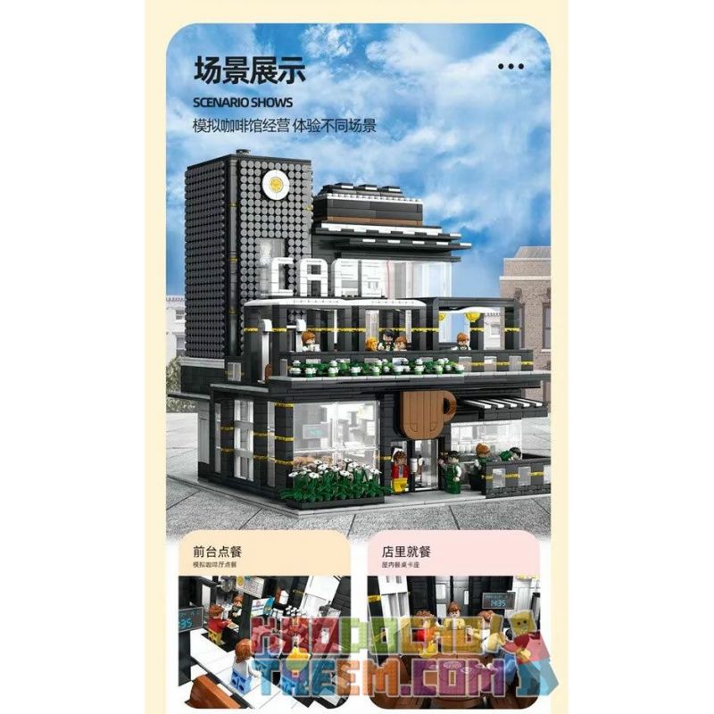 JUHANG TECHNOLOGY 86007 non  CÁNH CỬA ĐƯỜNG PHỐ CAFE bộ đồ chơi xếp lắp ráp ghép mô hình Modular Buildings CORNER CAFE Mô Hình Nhà Cửa 4314 khối JUHANG TECHNOLOGY 86007 non  CÁNH CỬA ĐƯỜNG PHỐ CAFE bộ đồ chơi xếp lắp ráp ghép mô hình Modular Buildings CORNER CAFE Mô Hình Nhà Cửa 4314 khối