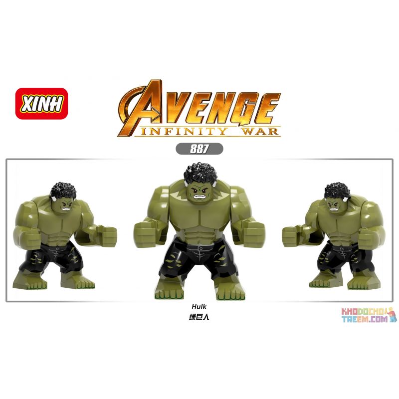 XINH 887 non Lego HULK. bộ đồ chơi xếp lắp ráp ghép mô hình Marvel Super Heroes Siêu Anh Hùng Marvel