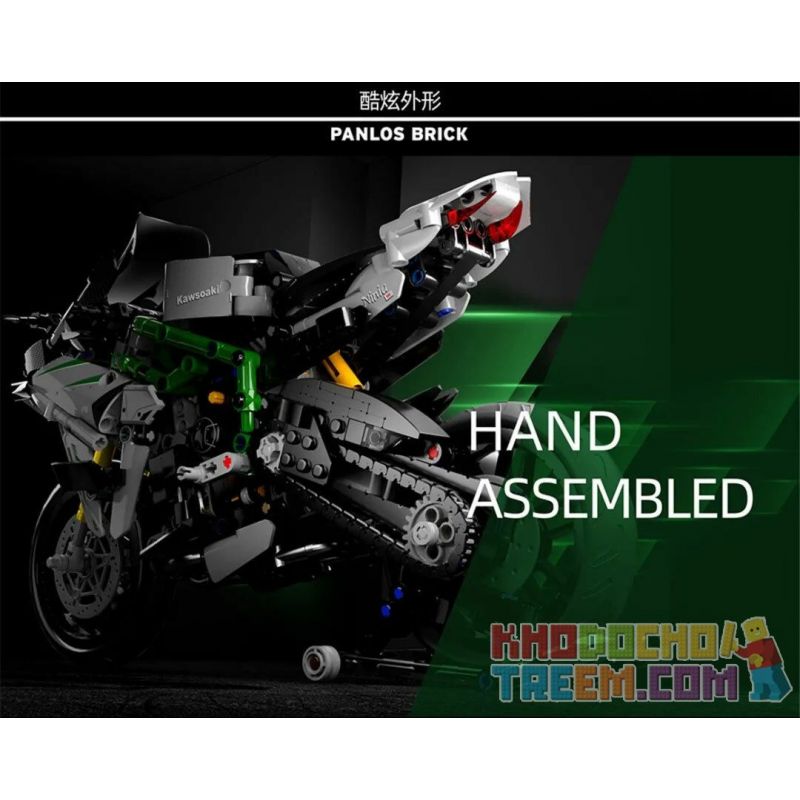 PanlosBrick 672003 Panlos Brick 672003 non  NINJA KAWASAKI. bộ đồ chơi xếp lắp ráp ghép mô hình CHIC-BLOCK MOTORBIKE 865 khối