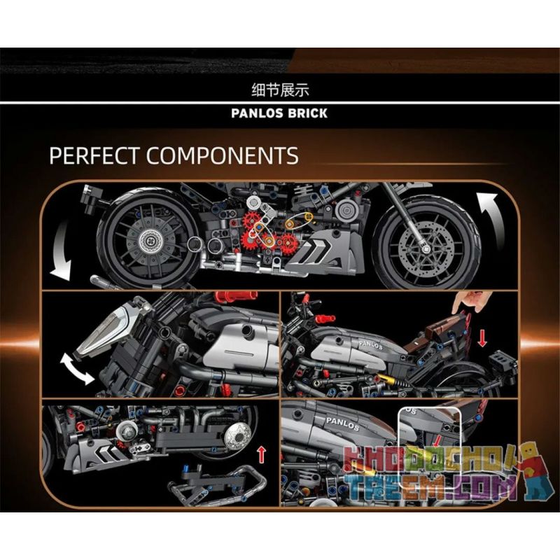 PanlosBrick 672002 Panlos Brick 672002 non  DUKADI DAWU. bộ đồ chơi xếp lắp ráp ghép mô hình CHIC-BLOCK MOTORBIKE 827 khối
