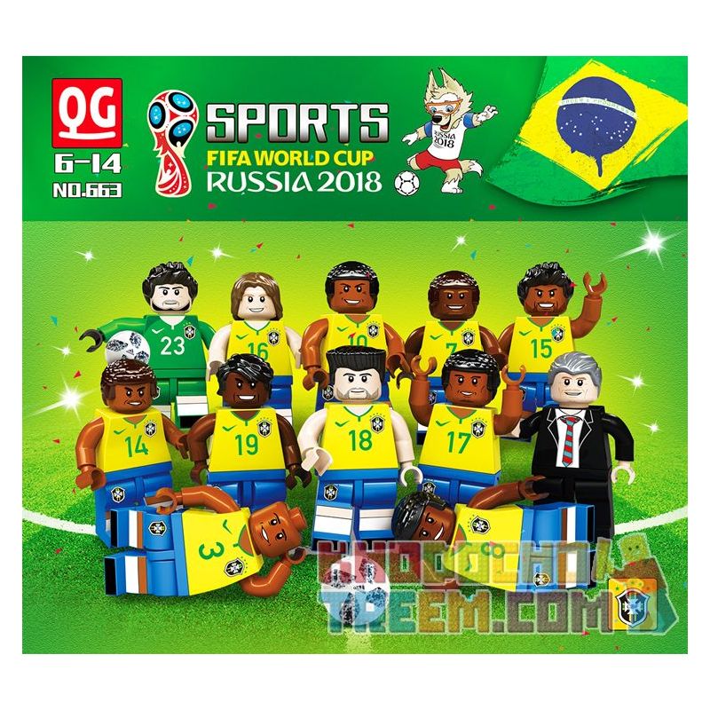 QG 663 non Lego 2018 WORLD CUP NGA BRAZIL bộ đồ chơi xếp lắp ráp ghép mô hình Sports SPORTS FIFA WORLD CUP RUSSIA2018 Thể Thao