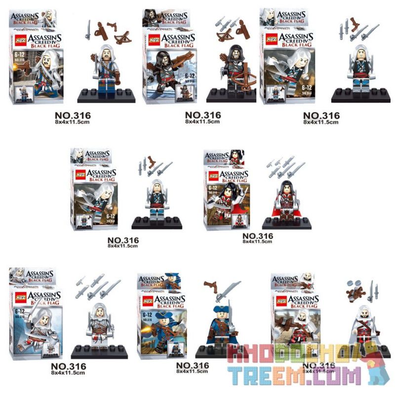 XSZ KSZ 316 non Lego ASSASSIN CREED PEOPLE 8 bộ đồ chơi xếp lắp ráp ghép mô hình Movie & Game ASSASSIN'S CREED BLACK FLAG Phim Và Trò Chơi