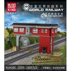 MouldKing 12009 Mould King 12009 non  THÁP TÍN HIỆU ĐƯỜNG SẮT bộ đồ chơi xếp lắp ráp ghép mô hình Trains WORLD RAILWAY TRAIN SIGNAL STATION Tàu Hỏa 1809 khối