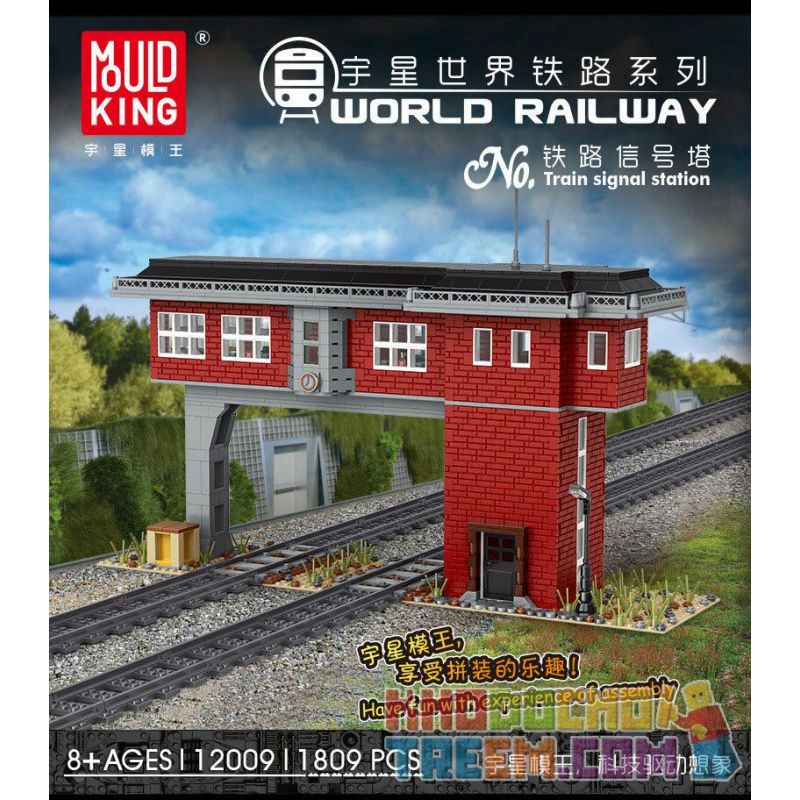 MouldKing 12009 Mould King 12009 non  THÁP TÍN HIỆU ĐƯỜNG SẮT bộ đồ chơi xếp lắp ráp ghép mô hình Trains WORLD RAILWAY TRAIN SIGNAL STATION Tàu Hỏa 1809 khối