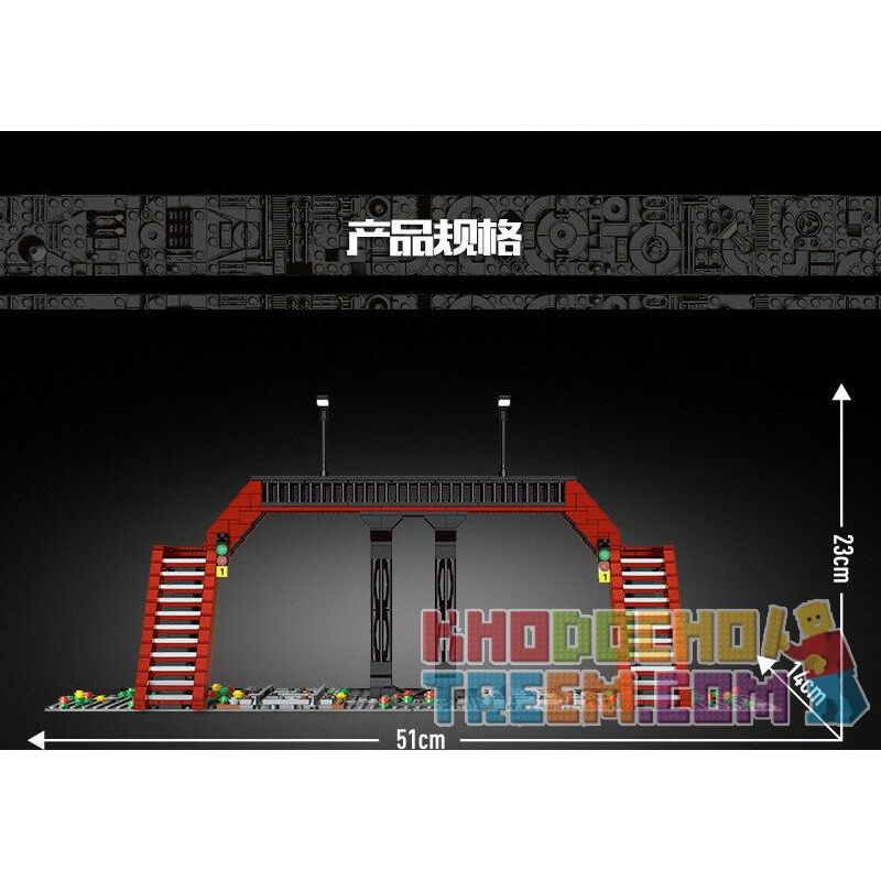 MouldKing 12008 Mould King 12008 REBRICKABLE MOC-35995 35995 MOC35995 non  ĐƯỜNG SẮT bộ đồ chơi xếp lắp ráp ghép mô hình Trains RAILROAD CROSSING Tàu Hỏa 655 khối