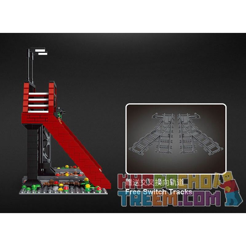 MouldKing 12008 Mould King 12008 REBRICKABLE MOC-35995 35995 MOC35995 non  ĐƯỜNG SẮT bộ đồ chơi xếp lắp ráp ghép mô hình Trains RAILROAD CROSSING Tàu Hỏa 655 khối
