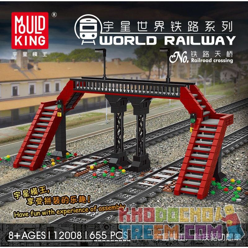 MouldKing 12008 Mould King 12008 REBRICKABLE MOC-35995 35995 MOC35995 non  ĐƯỜNG SẮT bộ đồ chơi xếp lắp ráp ghép mô hình Trains RAILROAD CROSSING Tàu Hỏa 655 khối