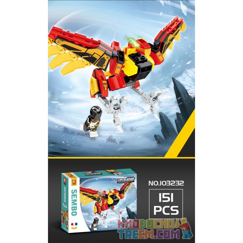 SEMBO 103229 103230 103231 103232 non  4 SỰ KẾT HỢP CỦA ỐNG KÍNH NGỌN LỬA ĐIÊN CHIM ƯNG bộ đồ chơi xếp lắp ráp ghép mô hình MECHA OF STEEL 780 khối