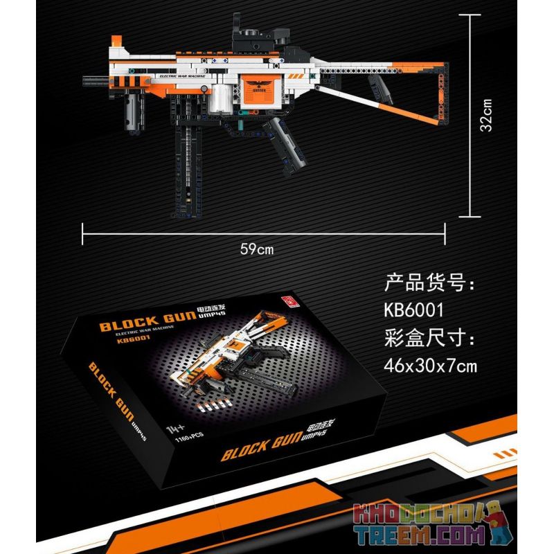 KONG BRICK KB6001 6001 KB86001 86001 non  BỘ PHẬN TÓC ĐIỆN HAI WEST MOV SKIN UMP45 bộ đồ chơi xếp lắp ráp ghép mô hình Gun ELECTRIC WAR MACHINE BLOCK GUN Súng 1160 khối