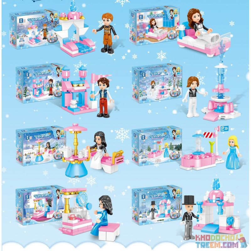 ZHEGAO QL1173 1173 non  KỶ NIỆM LÂU ĐÀI ICE AND SNOW PRINCESS 8 bộ đồ chơi xếp lắp ráp ghép mô hình Disney Princess WINDSOR CASTLE Công Chúa