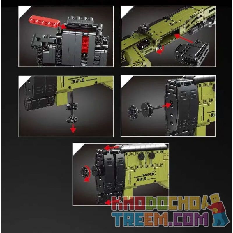 MouldKing 14010 Mould King 14010 non  SÚNG TRƯỜNG BẮN TỈA AWM. bộ đồ chơi xếp lắp ráp ghép mô hình Gun AWM SNIPER RIFLE 1628 khối
