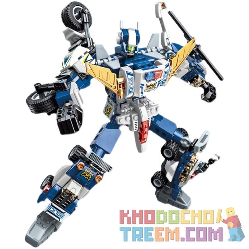 Enlighten 41104 Qman 41104 non Lego 6 SỰ KẾT HỢP CỦA CHIẾN TRANH PHANTOM bộ đồ chơi xếp lắp ráp ghép mô hình Transformers PHANTON COP Robot Đại Chiến Người Máy Biến Hình 453 khối