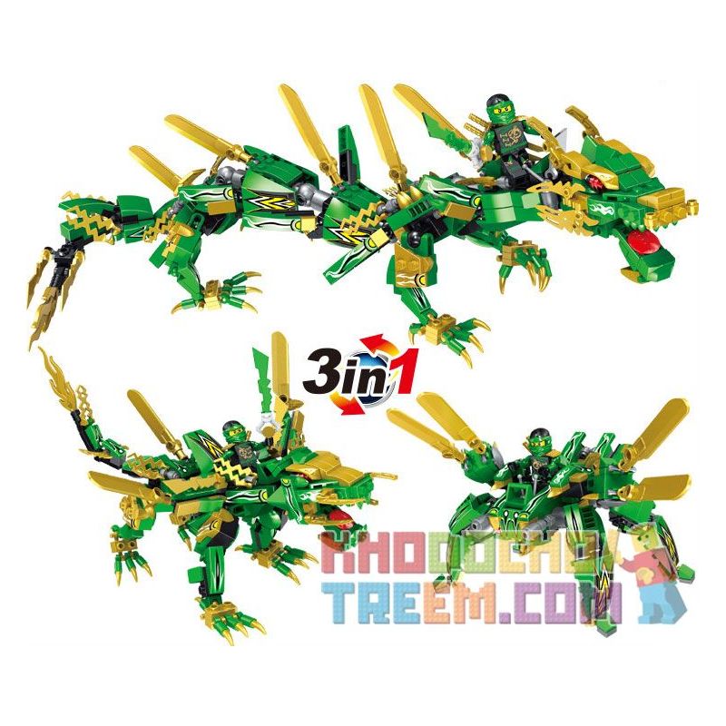 HSANHE 2258 non Lego DRAGON GREEN KNIGHT. bộ đồ chơi xếp lắp ráp ghép mô hình NINJA DRAGON KNIGHT